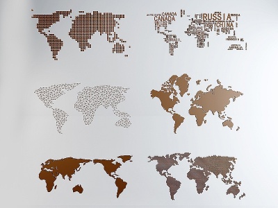 3d現代世界地圖墻飾模型