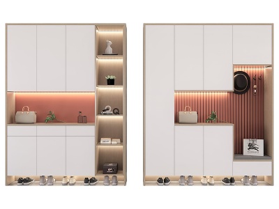 3d新中式门厅鞋柜模型