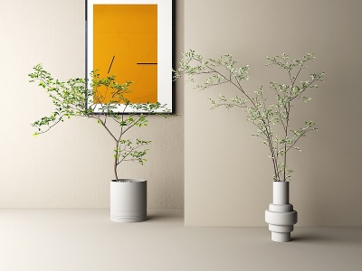 3d现代玄关盆栽绿植模型