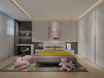 3d日式榻榻米儿童房卧室模型
