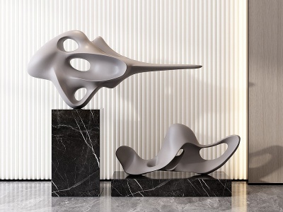 3d现代雕塑装饰摆件组合模型