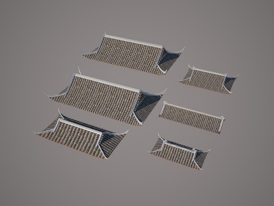 3d中式古建房子屋顶模型
