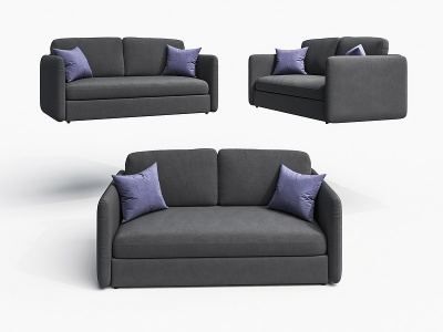 3d现代灰色双人沙发模型