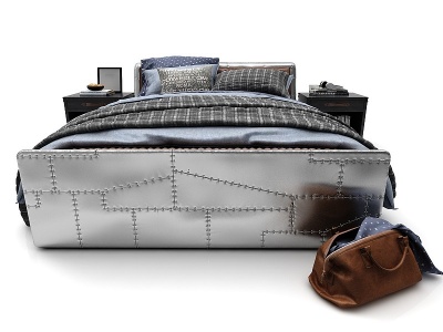 3d现代风格卧室双人床模型