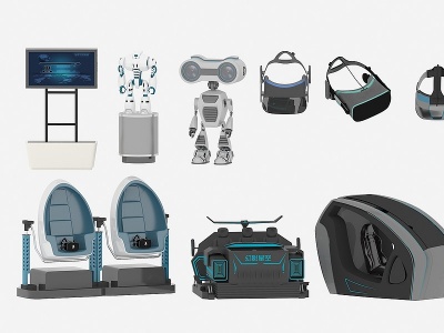 现代VR体验机器人太空舱模型