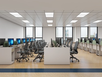 3d现代员工公共办公室模型