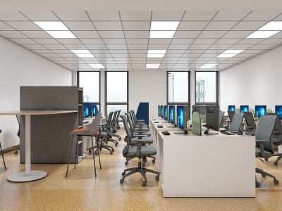 3d现代公共办公室模型