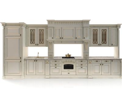 3d欧式古典厨房柜模型