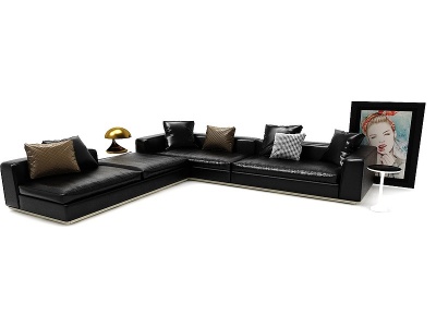 3d现代风格皮革转角沙发模型