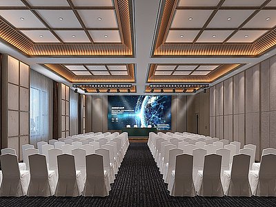 3d新中式会议室模型
