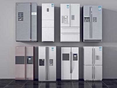 3d现代家用电器冰箱组合模型