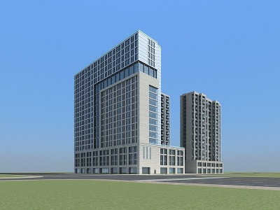 3d现代厂房办公楼模型