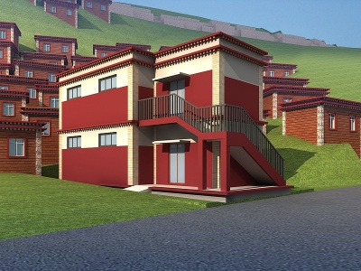 3d中式双层住宅模型