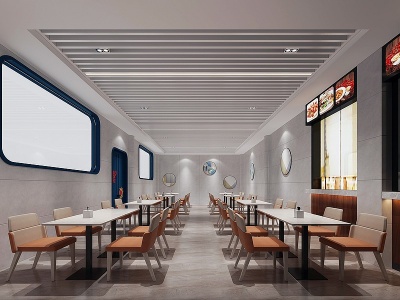 现代开放式公共食堂模型3d模型