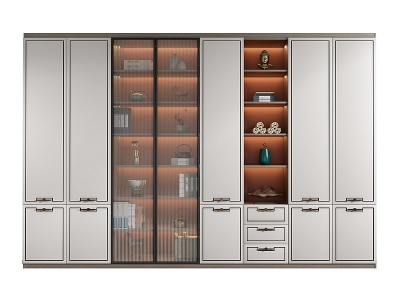 新中式书柜模型3d模型