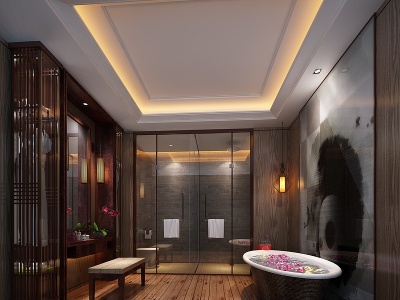 新中式别墅卫生间模型3d模型