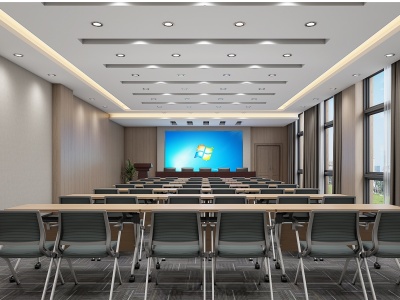 3d现代大型会议室报告厅模型