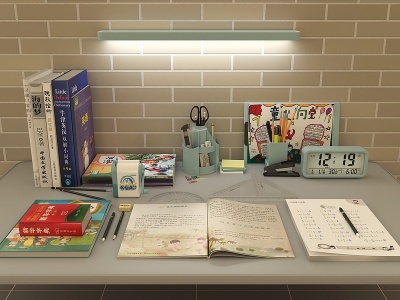 现代温馨小书桌模型3d模型