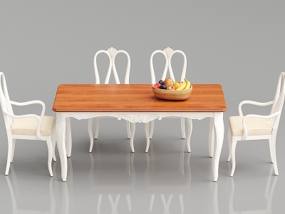 欧式实木餐桌模型3d模型
