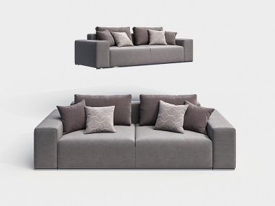 现代灰色双人沙发模型3d模型