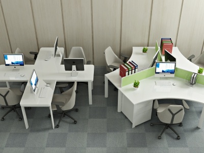 3d现代办公桌椅员工桌模型
