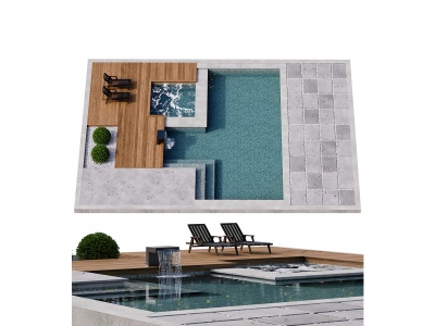 3d现代游泳池模型