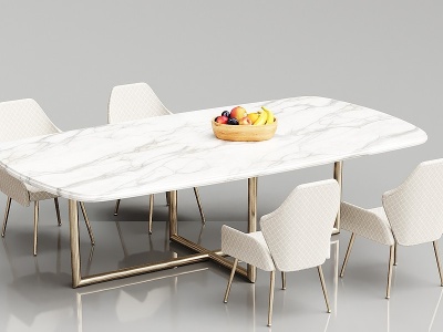 3d简欧欧式大理石餐桌模型