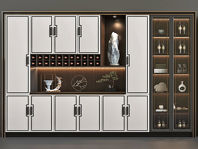 新中式酒柜模型3d模型