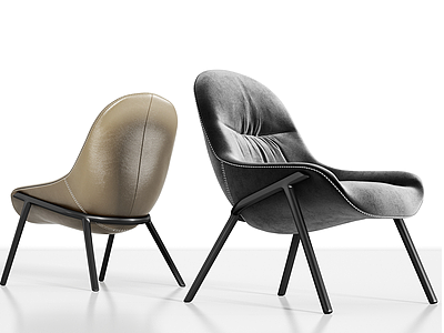 现代金属皮革绒布单椅组合模型3d模型