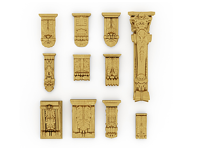 3d欧式古典雕花柱头模型