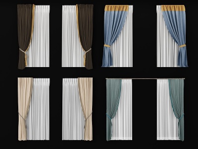 3d新中式窗帘模型