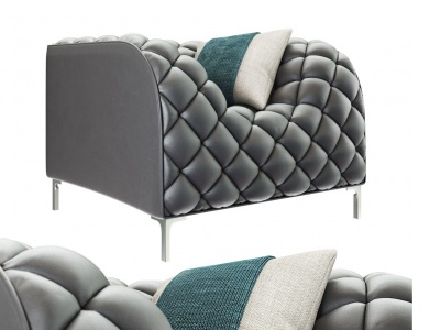 3d现代皮革休闲沙发模型