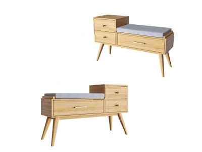 现代实木床头柜模型