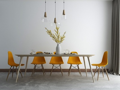 3d北欧餐桌椅组合模型