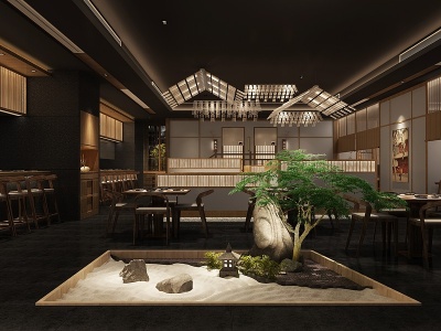 3d日式料理店大厅模型