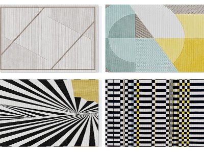3d现代几何图案地毯组合模型