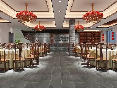 新中式风格餐厅模型3d模型