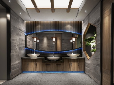 3d现代酒店洗手台模型