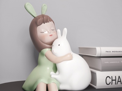3d卡通人物兔子雕塑玩具模型