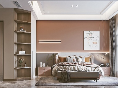 3d简欧式卧室大床模型