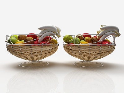 3d现代食物果篮子模型
