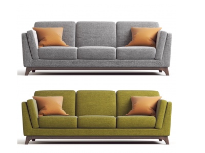 3d现代布艺三人沙发模型