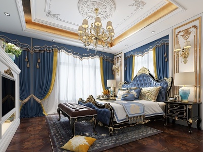 3d欧式古典男孩卧室模型
