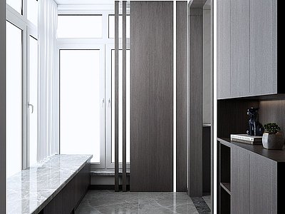 现代极简风格黑白灰客厅模型3d模型