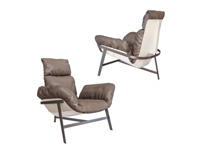 3d现代棕色休闲椅模型