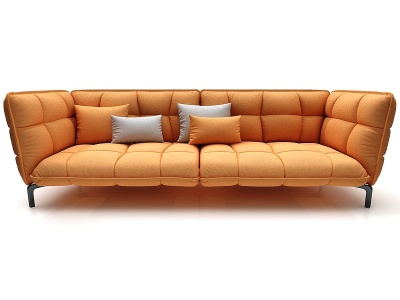 3d现代风格橙色双人沙发模型