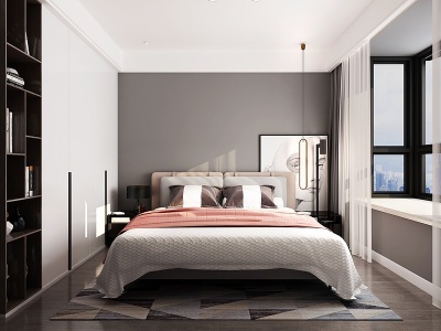 3d现代简约卧室房间模型