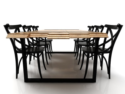 3d现代风格黑色餐桌椅模型