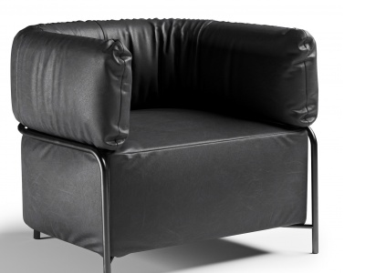 3d现代黑色皮革单人沙发模型