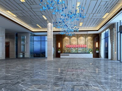 3d中式酒店大厅模型